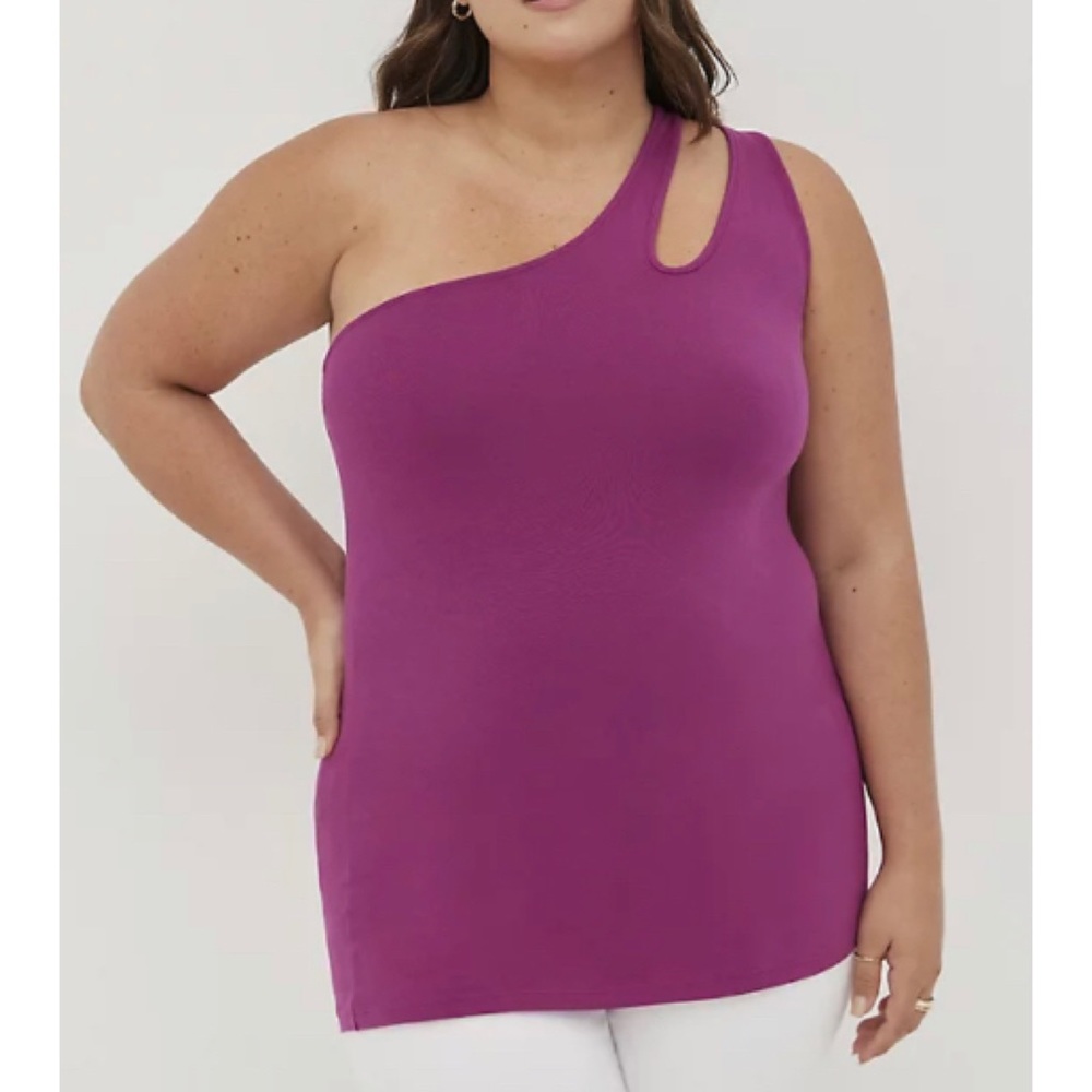 🆕 Berry Foxy One Shoulder Cutout Top 2 2X 18 20 NWT Torrid New!